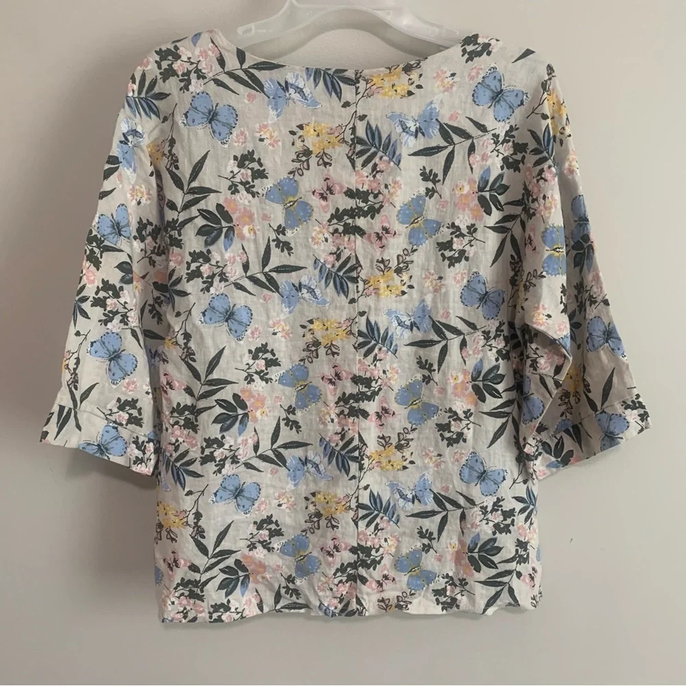 Laura Bianchi Italy Floral 100% Linen Tunic Top - Picture 6 of 11